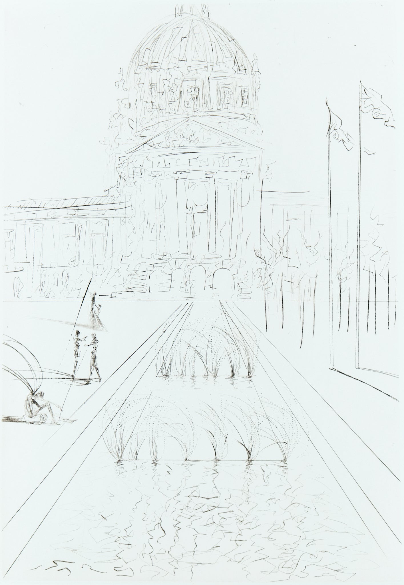 Salvador DALI : City Hall - Gravure originale signée