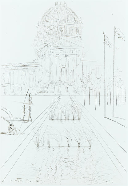 Salvador DALI : City Hall - Gravure originale signée