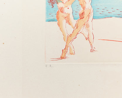 Salvador DALI : Plage à Cadaques - Gravure originale signée