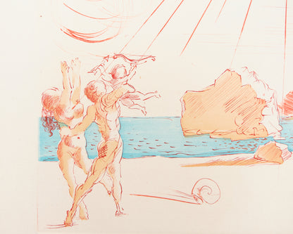 Salvador DALI : Plage à Cadaques - Gravure originale signée