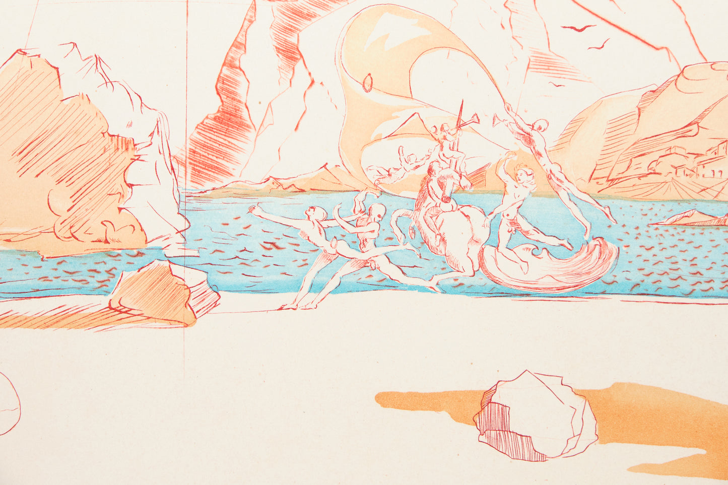 Salvador DALI : Plage à Cadaques - Gravure originale signée