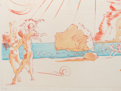 Salvador DALI : Plage à Cadaques - Gravure originale signée