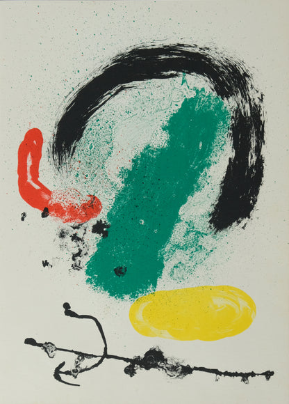 Joan MIRO :  Composition surréaliste en vert - Lithographie originale