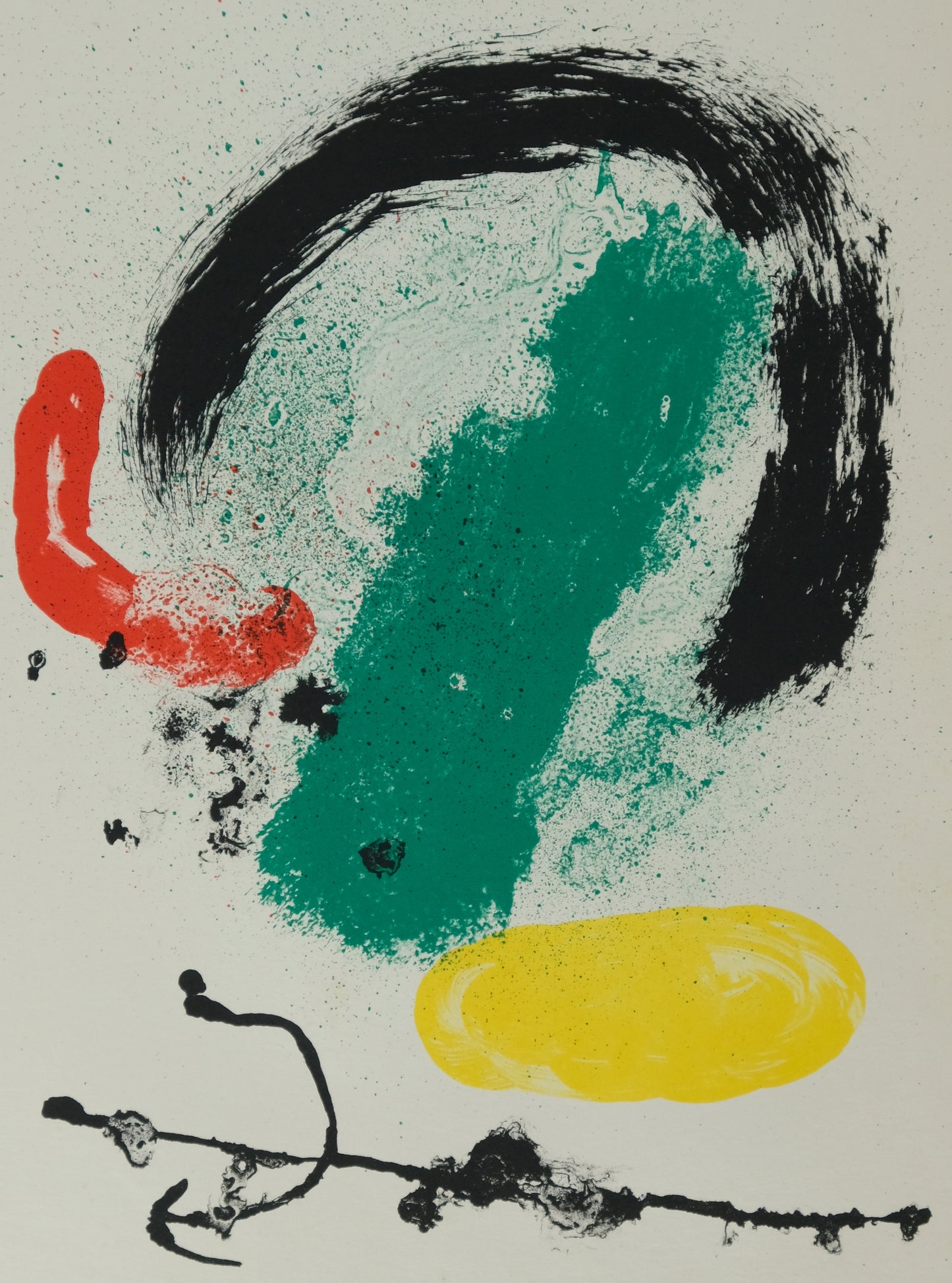 Joan MIRO :  Composition surréaliste en vert - Lithographie originale