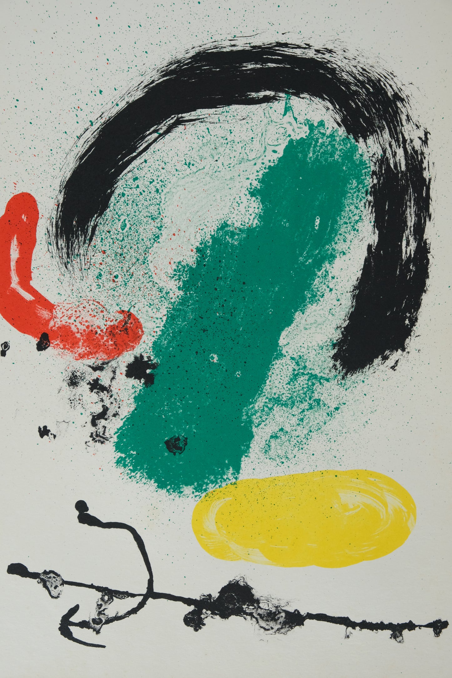 Joan MIRO :  Composition surréaliste en vert - Lithographie originale