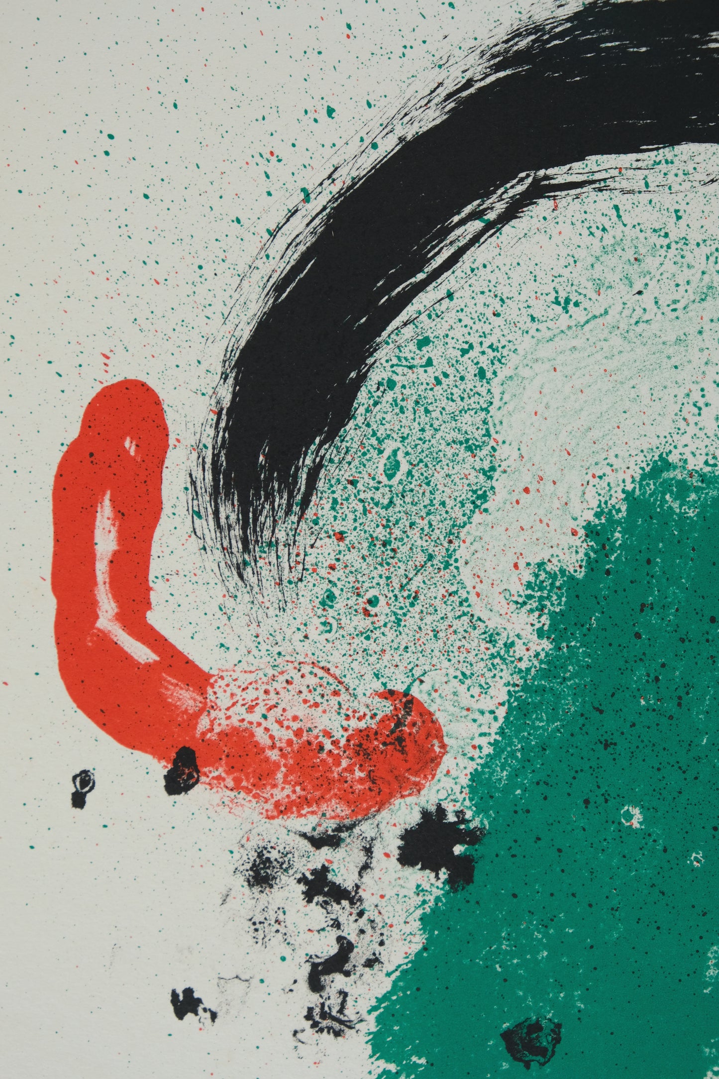 Joan MIRO :  Composition surréaliste en vert - Lithographie originale