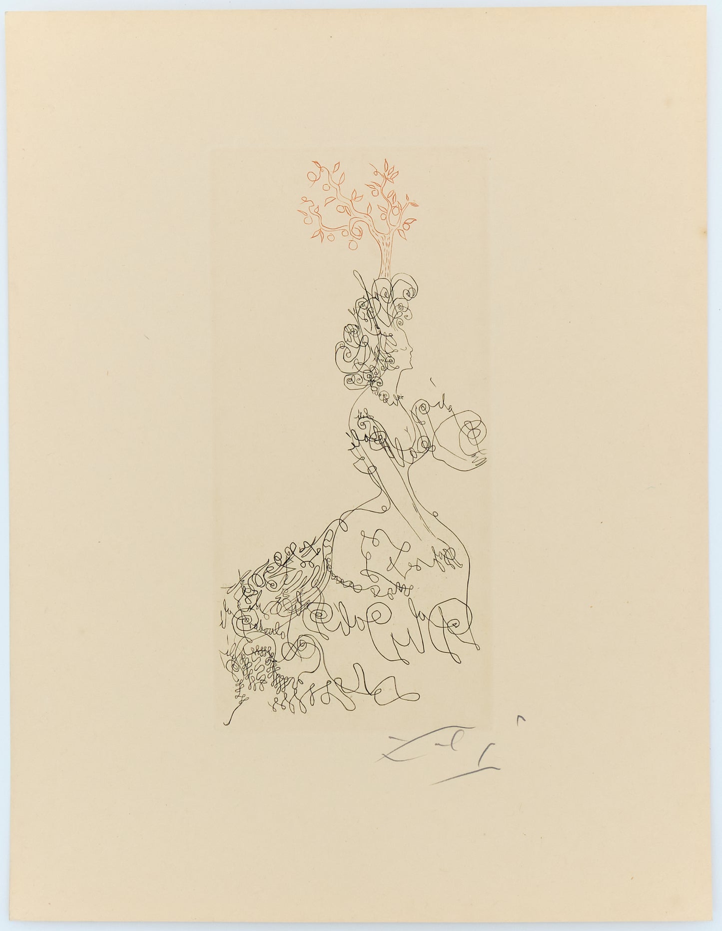 Salvador DALI : La Dame de l'Orangerie - Gravure originale signée