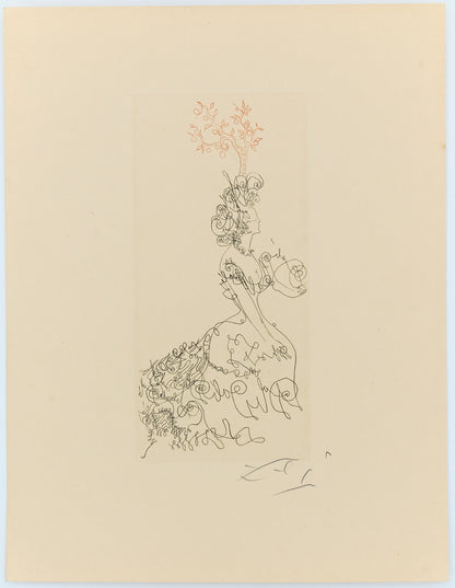 Salvador DALI : La Dame de l'Orangerie - Gravure originale signée