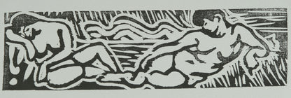 André DERAIN : Nus couchés au bord de l'eau - Xylographie