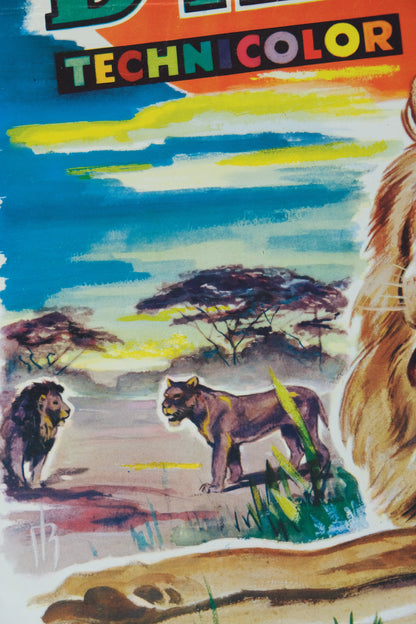 Walt DISNEY : Lion d'Afrique - Affiche originale en couleurs