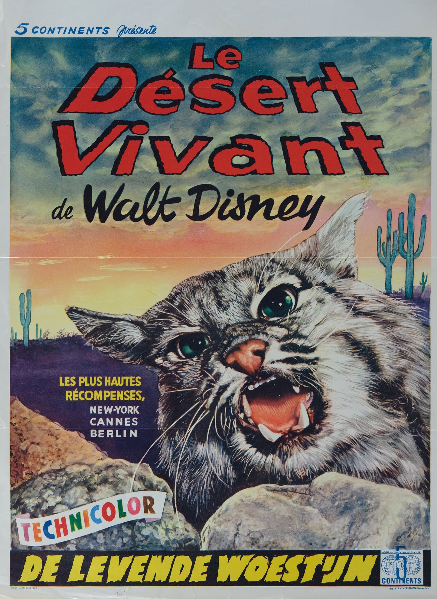 Walt DISNEY : Le désert vivant - Affiche originale en couleurs