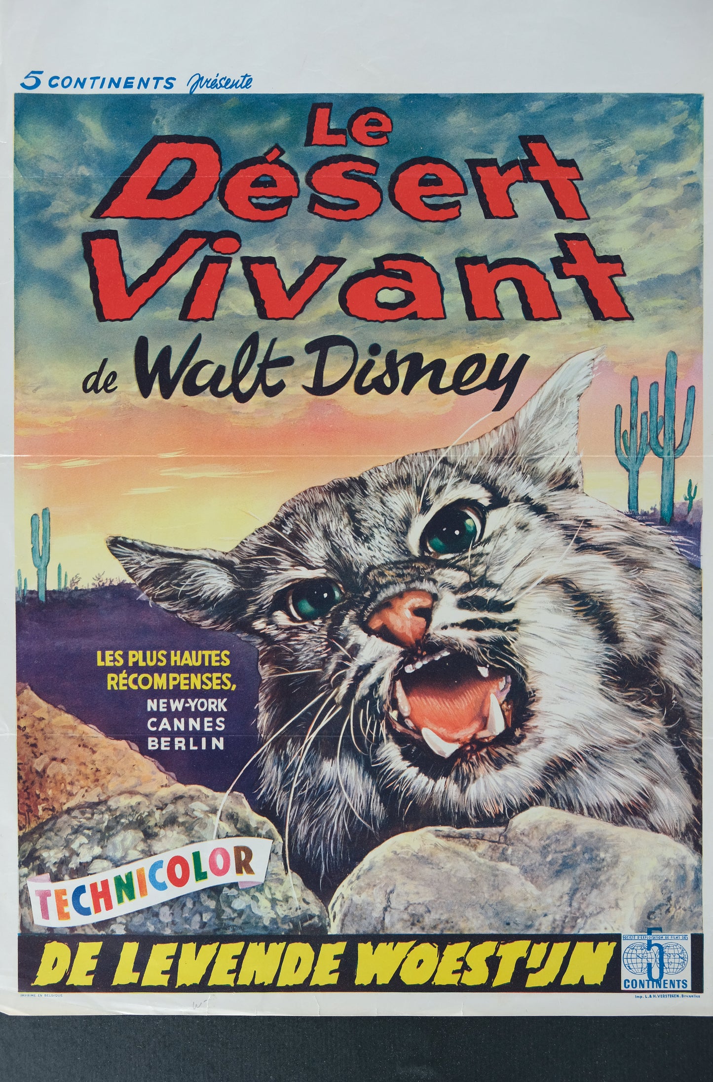 Walt DISNEY : Le désert vivant - Affiche originale en couleurs