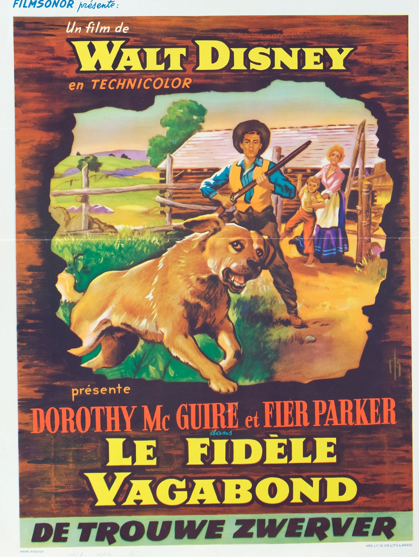 Walt DISNEY : Le fidèle Vagabond - Affiche originale en couleurs