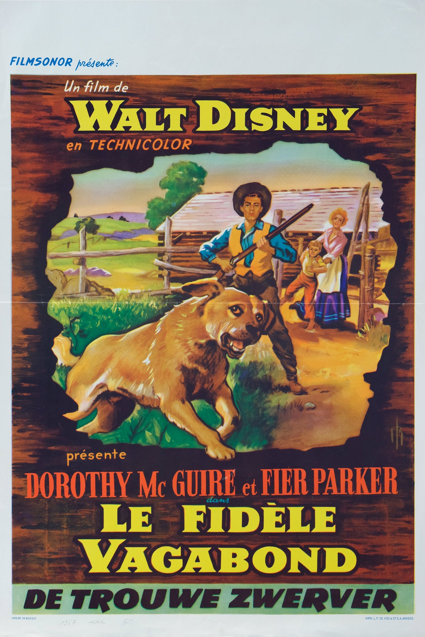 Walt DISNEY : Le fidèle Vagabond - Affiche originale en couleurs