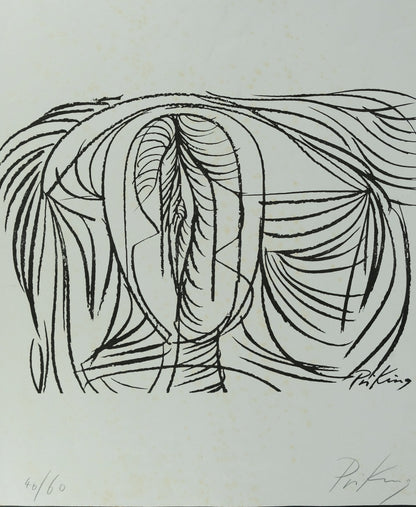 Franz PRIKING : Composition aux traits - Lithographie originale signée
