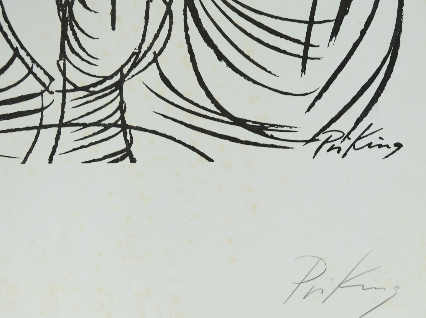 Franz PRIKING : Composition aux traits - Lithographie originale signée