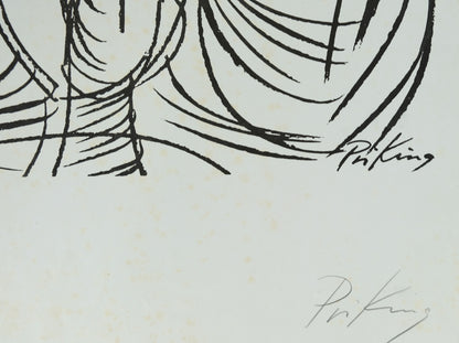 Franz PRIKING : Composition aux traits - Lithographie originale signée