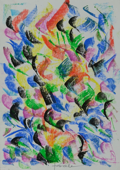 Françoise GALLE - Nuée de couleurs - Pastel signé