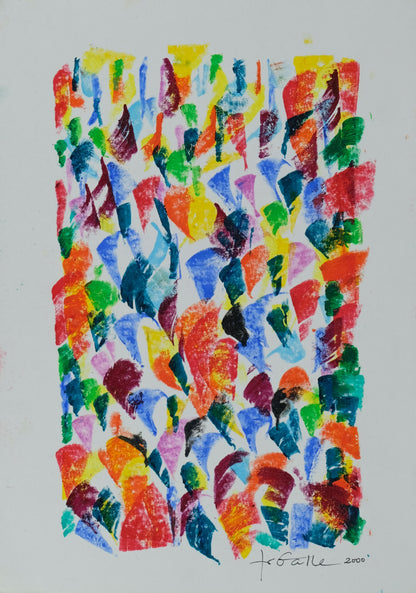 Françoise GALLE - Champs de fleurs abstraite - Pastel signé