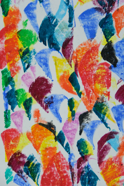 Françoise GALLE - Champs de fleurs abstraite - Pastel signé