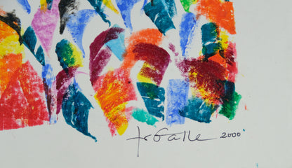Françoise GALLE - Champs de fleurs abstraite - Pastel signé