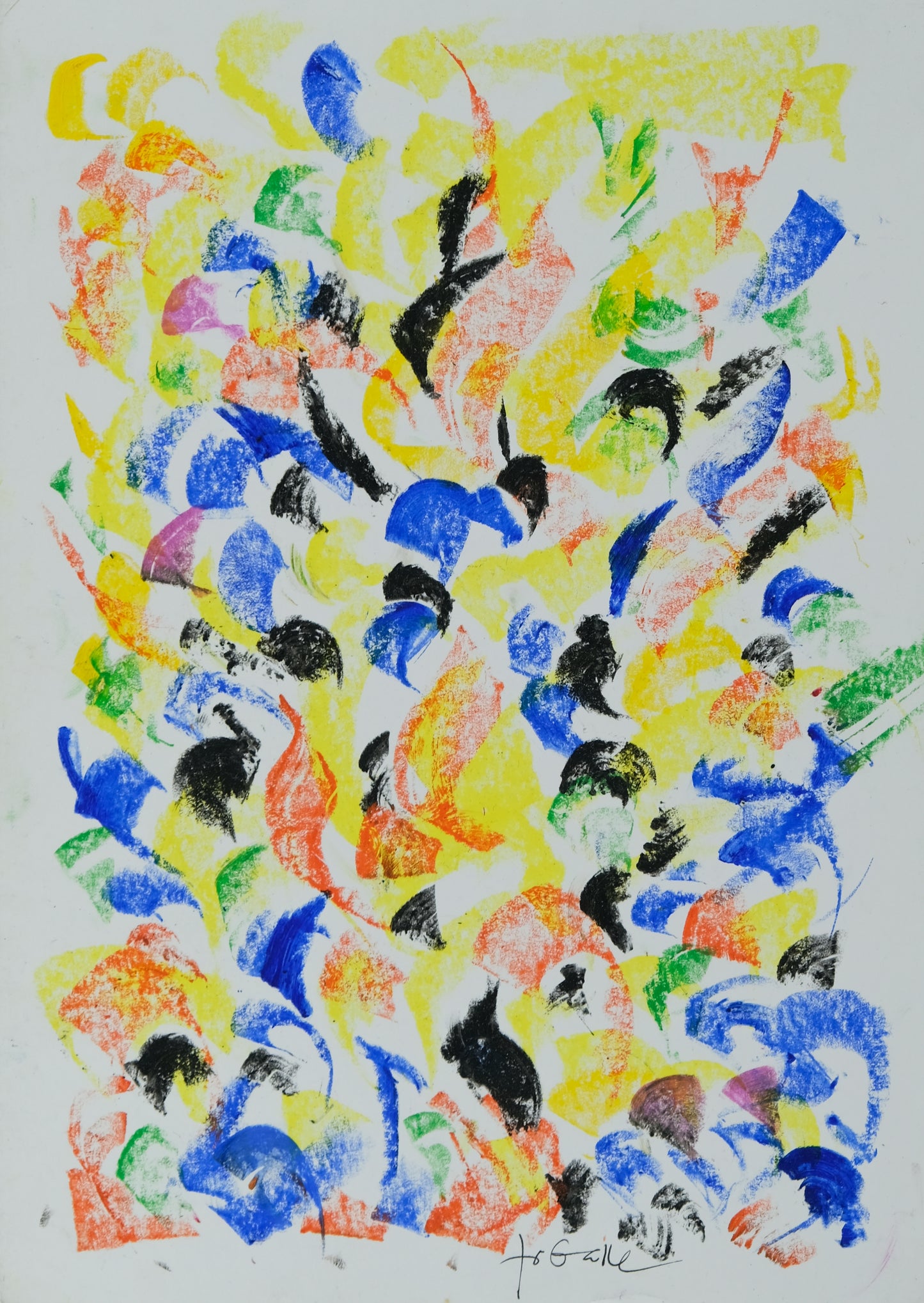 Françoise GALLE - Abstraction jaune - Pastel signé