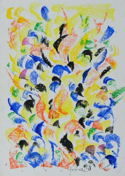 Françoise GALLE - Abstraction jaune - Pastel signé