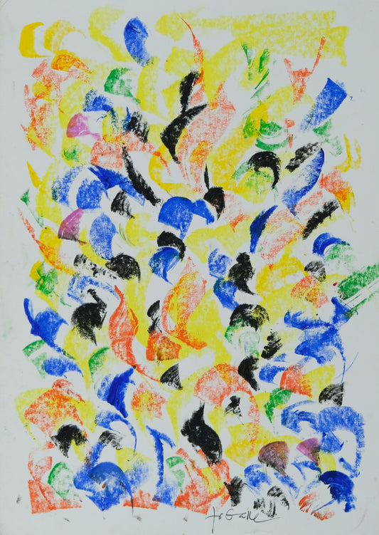 Françoise GALLE - Abstraction jaune - Pastel signé