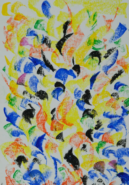 Françoise GALLE - Abstraction jaune - Pastel signé