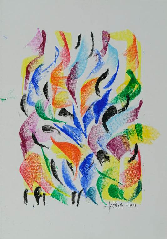 Françoise GALLE - Figures abstraites- Pastel signé