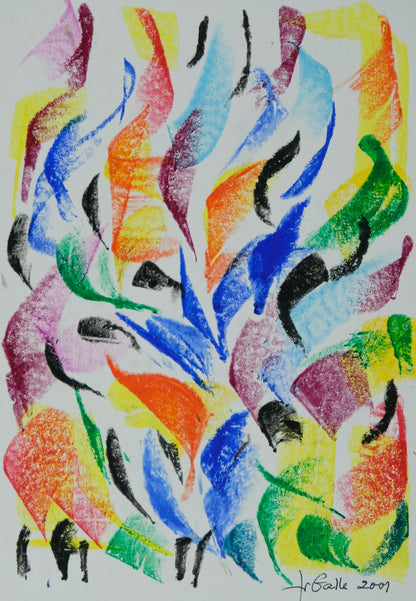 Françoise GALLE - Figures abstraites- Pastel signé