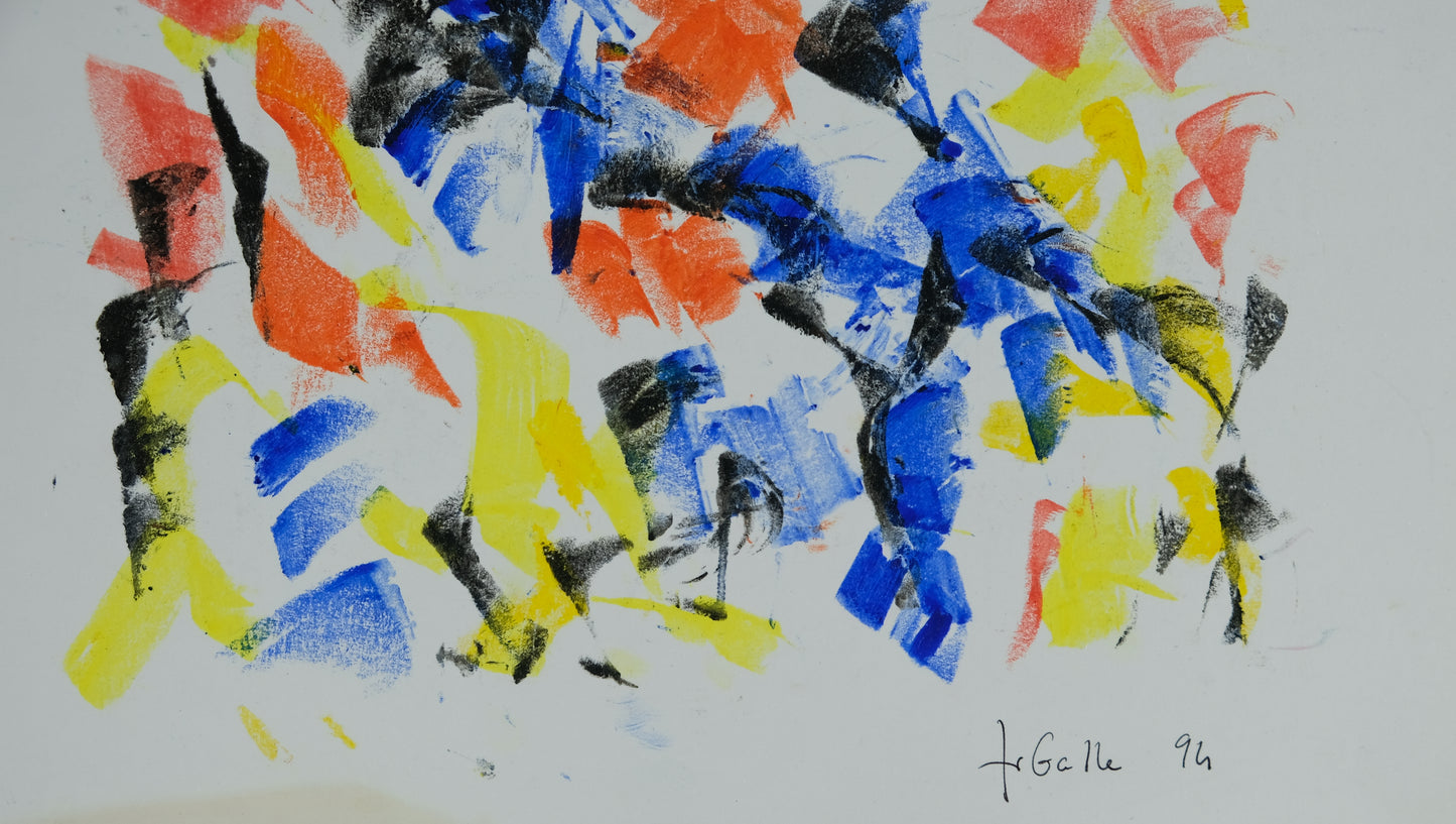 Françoise GALLE - Le coureur abstrait - Pastel signé