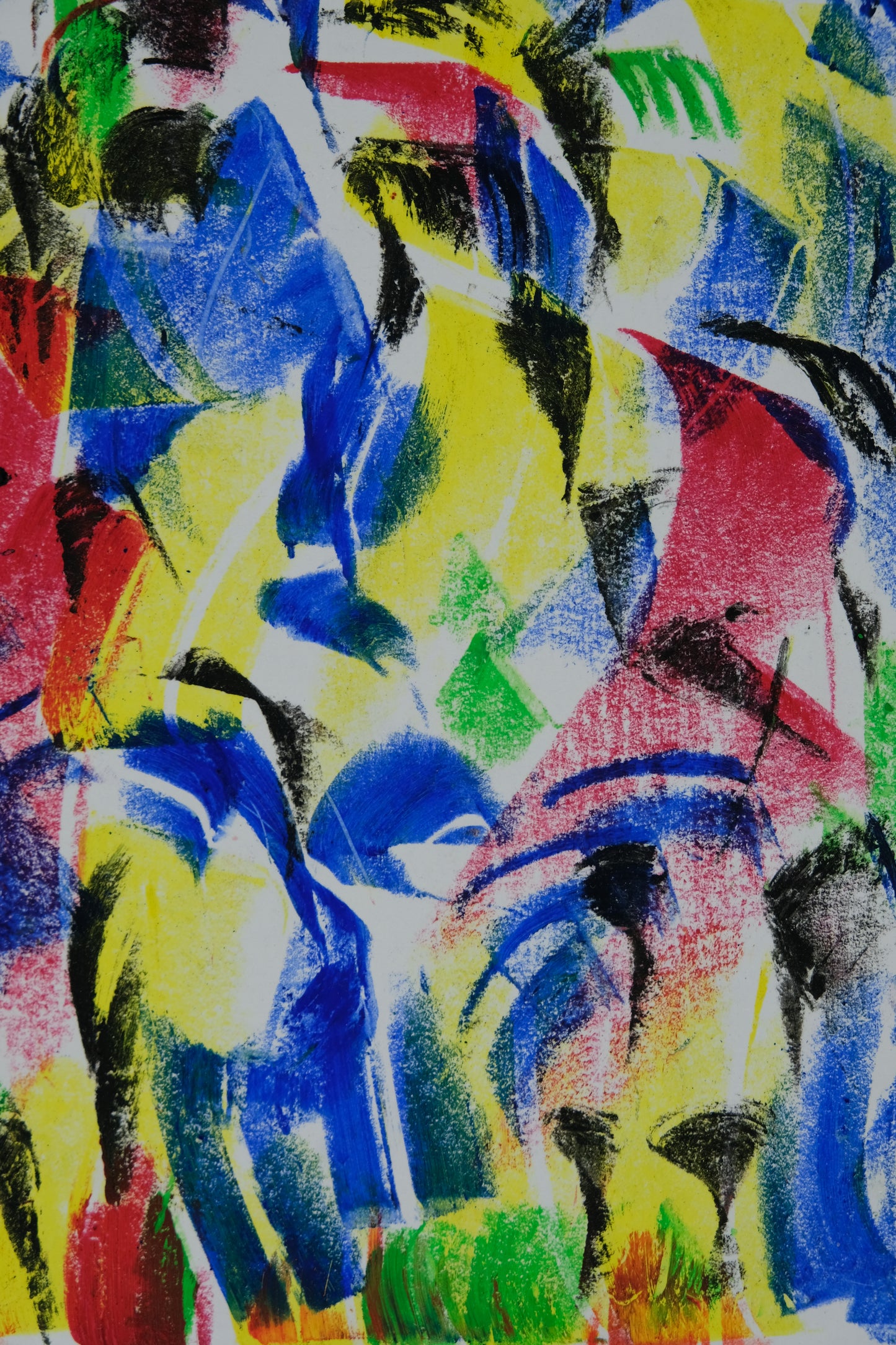 Françoise GALLE - Baiser d'amoureux abstrait - Pastel signé