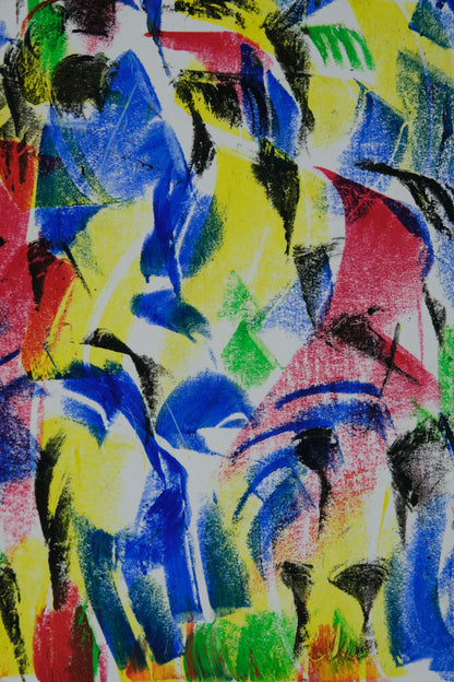 Françoise GALLE - Baiser d'amoureux abstrait - Pastel signé