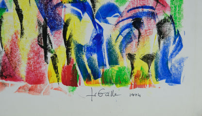 Françoise GALLE - Baiser d'amoureux abstrait - Pastel signé