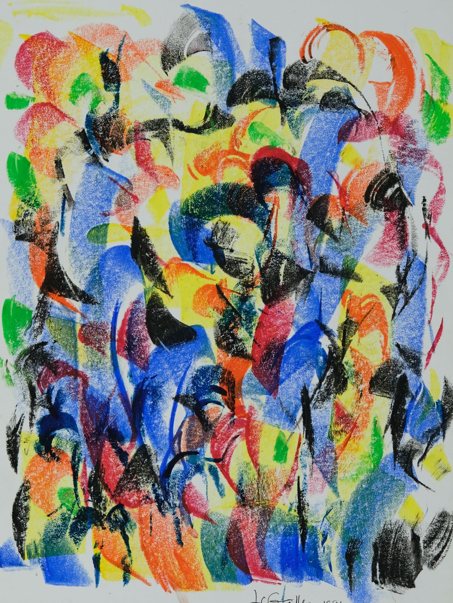 Françoise GALLE - Profil de femme d'abstrait  - Pastel signé