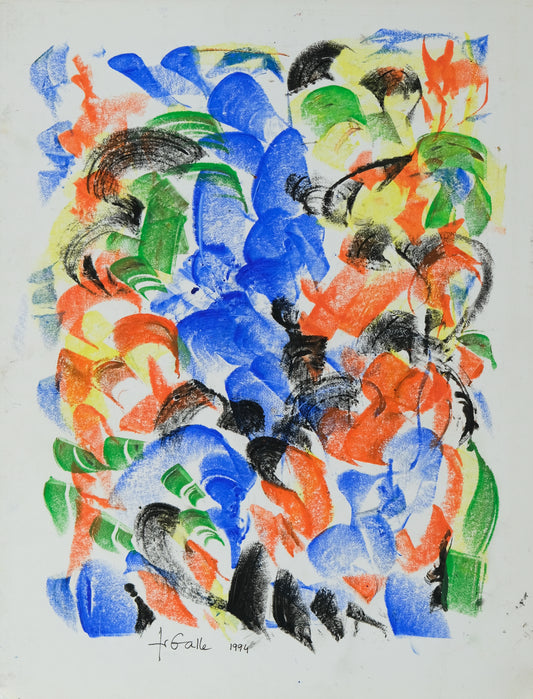 Françoise GALLE - Figure bleu marchand - Pastel signé