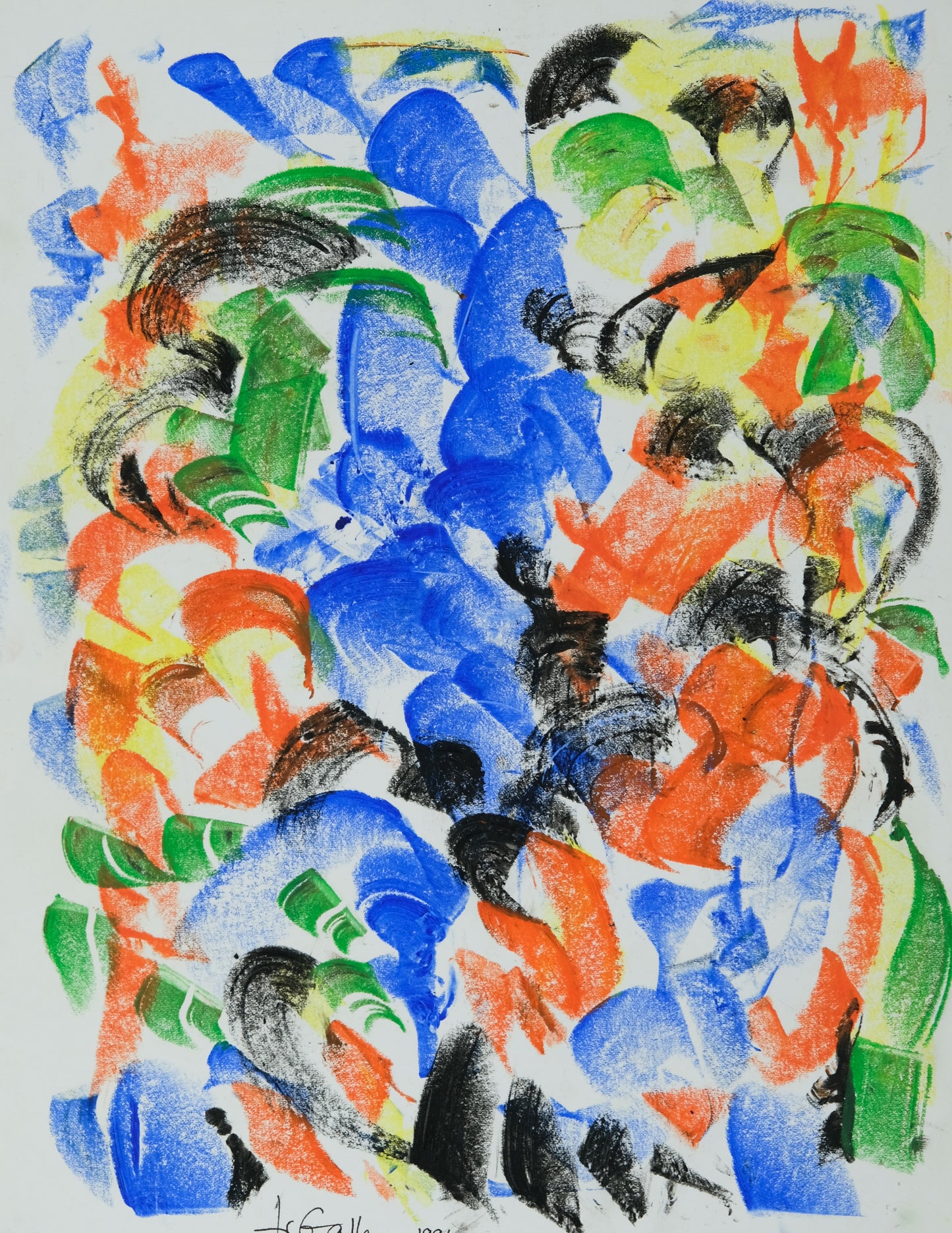 Françoise GALLE - Figure bleu marchand - Pastel signé