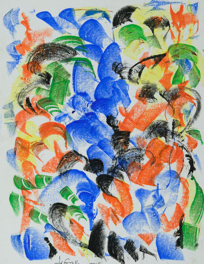 Françoise GALLE - Figure bleu marchand - Pastel signé