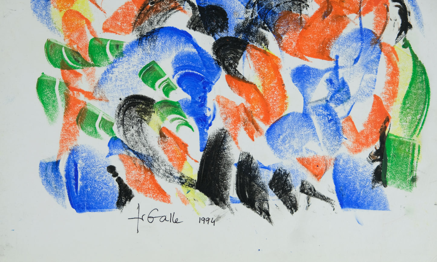 Françoise GALLE - Figure bleu marchand - Pastel signé