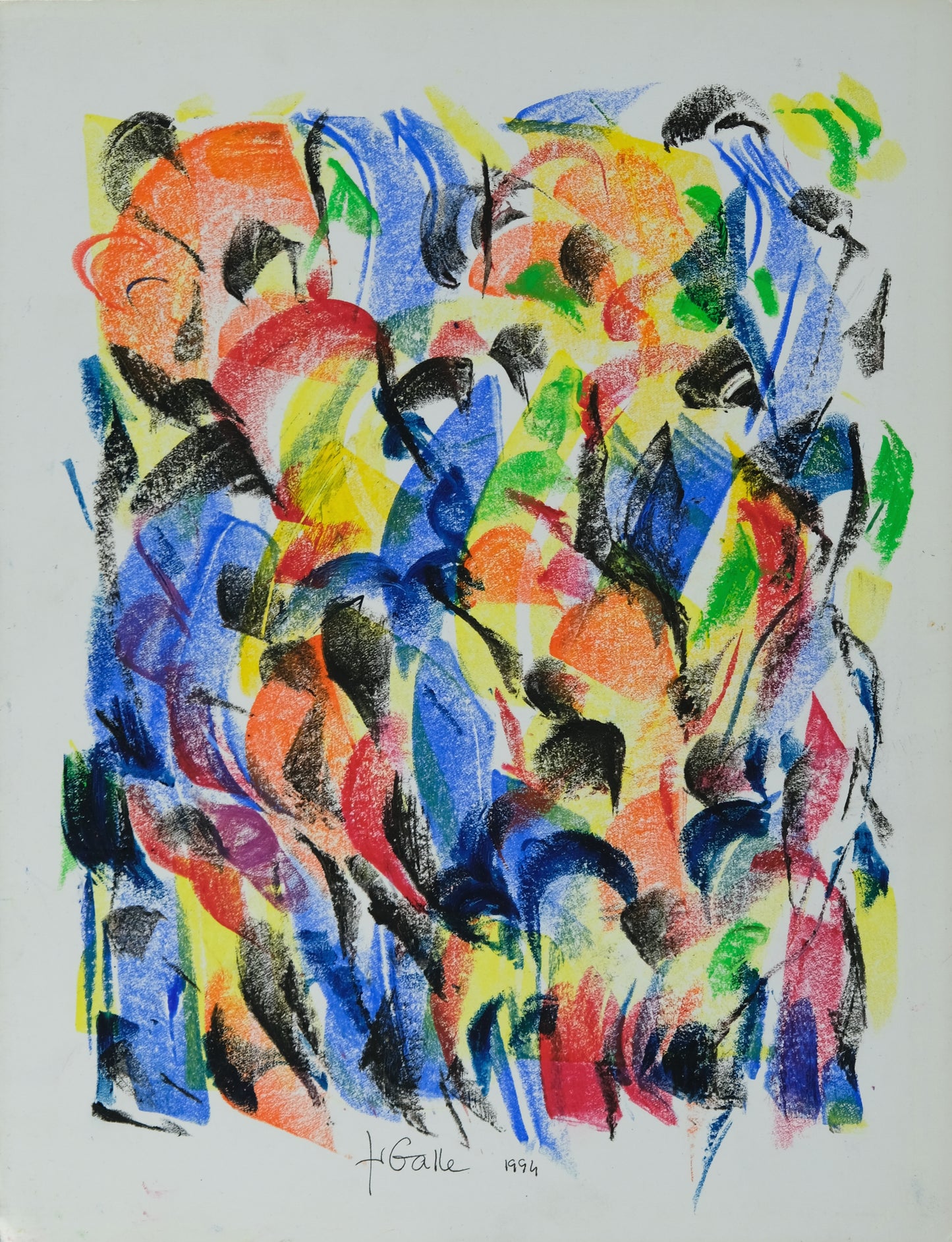 Françoise GALLE - Levé du soleil abstrait - Pastel signé