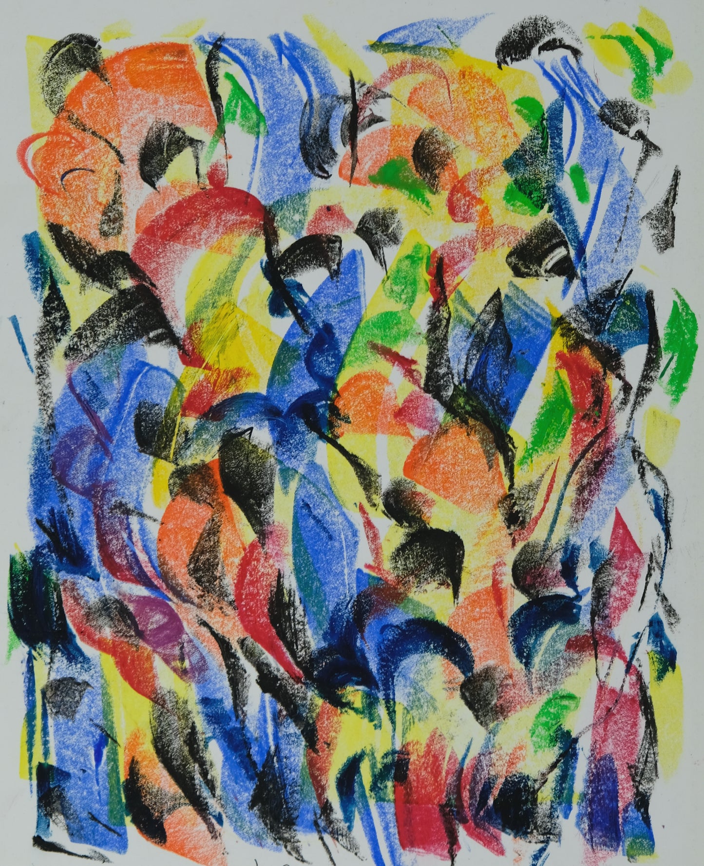 Françoise GALLE - Levé du soleil abstrait - Pastel signé