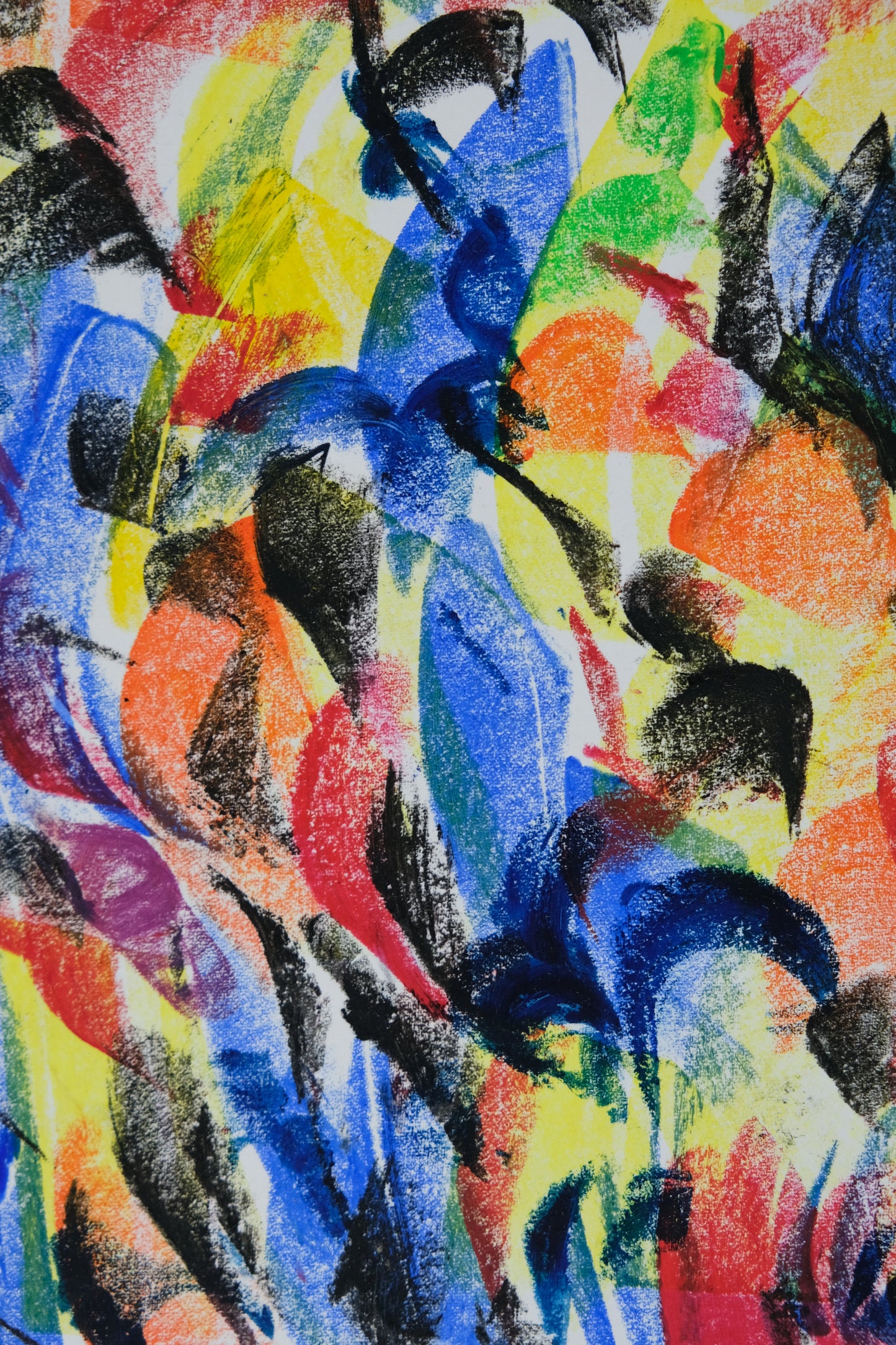 Françoise GALLE - Levé du soleil abstrait - Pastel signé