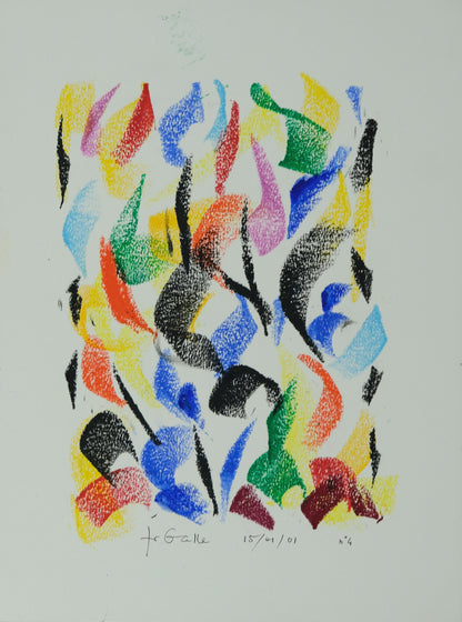 Françoise GALLE - Poisson abstrait - Pastel signé