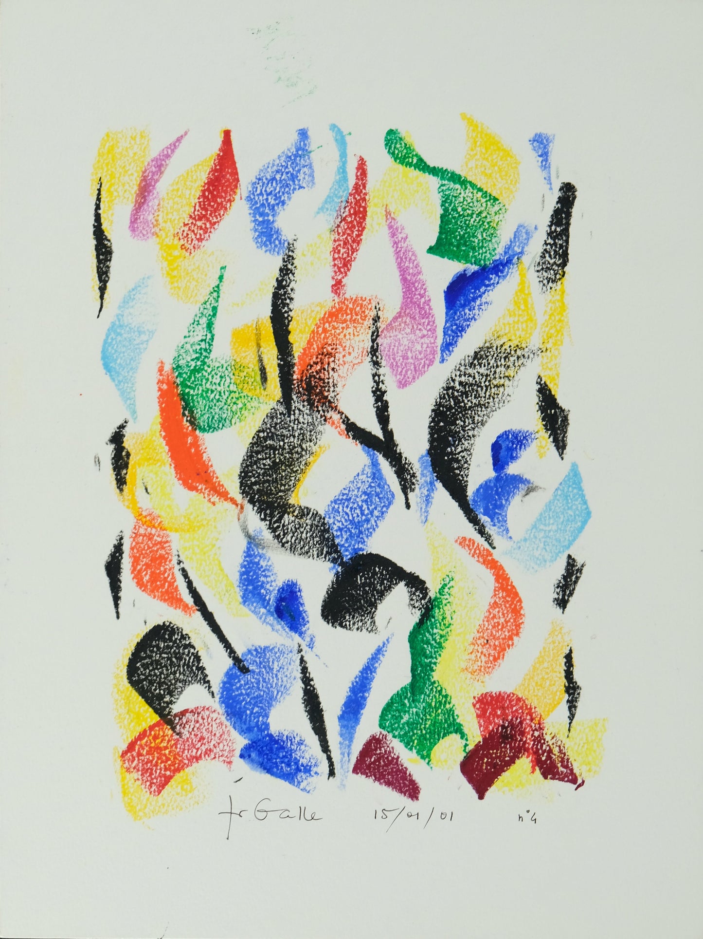 Françoise GALLE - Poisson abstrait - Pastel signé