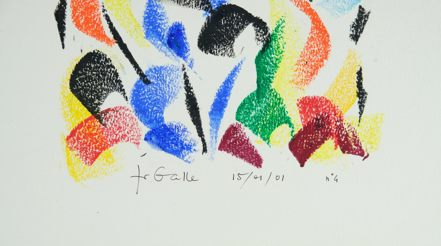 Françoise GALLE - Poisson abstrait - Pastel signé