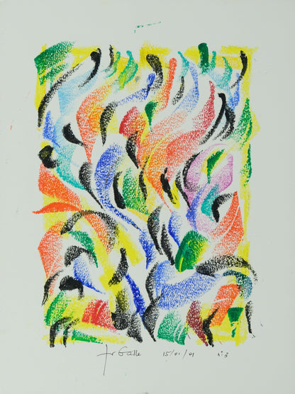 Françoise GALLE - Harmonie fuyante noire - Pastel signé