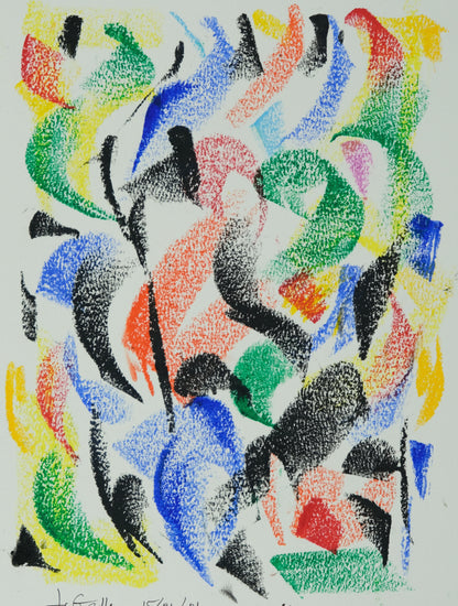 Françoise GALLE - Mère et son enfant abstrait - Pastel signé