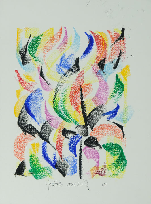 Françoise GALLE - Rose abstraite - Pastel signé