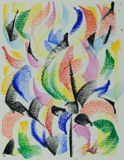 Françoise GALLE - Rose abstraite - Pastel signé